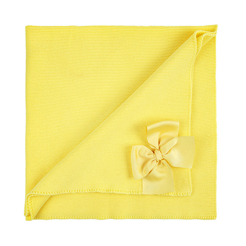 Condor Garter Stitch Shawl with Large Grosgrain Bow Limoncello