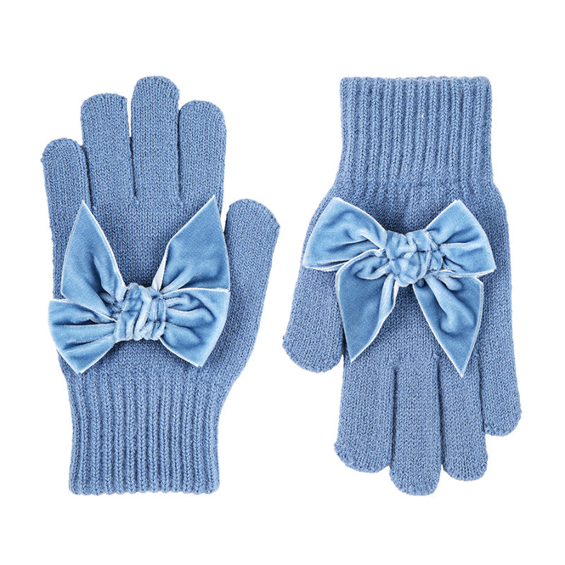 Condor Gloves with giant velvet bow Frenche Blue