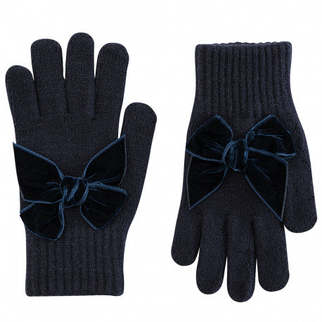 Condor Gloves with giant velvet bow Navy