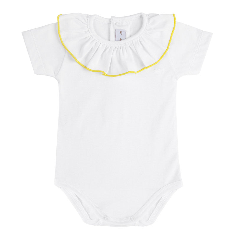 Condor Heart Bodysuit with Contrasted Collar White/Yellow