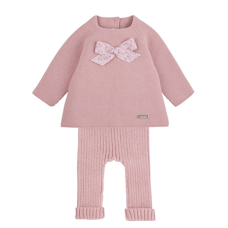 Condor Liberty bow set (sweater + trousers) Pale Pink