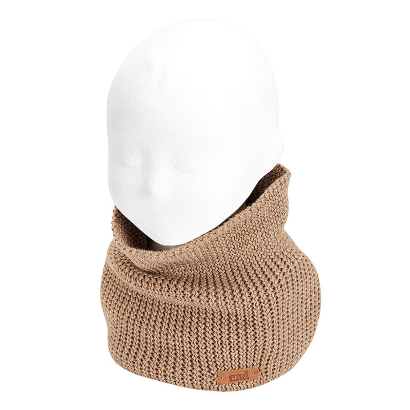 Condor Link stitch Merino wool-blend snood-scarf Biscuit