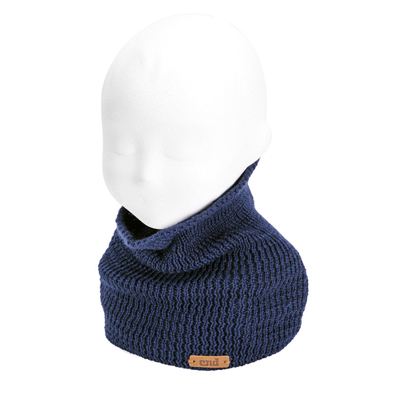 Condor Link stitch Merino wool-blend snood-scarf Navy