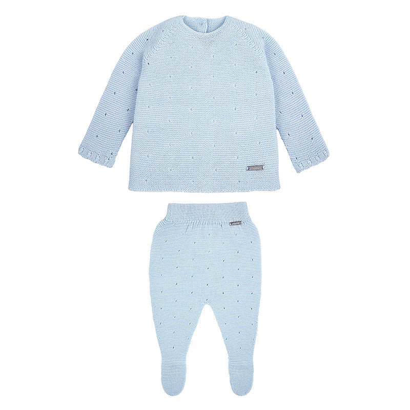 Condor Link Stitch Set (sweater + footed leggings) Light Blue