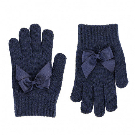 Condor Merino Wool-blend Gloves with Grosgrain Bow Navy