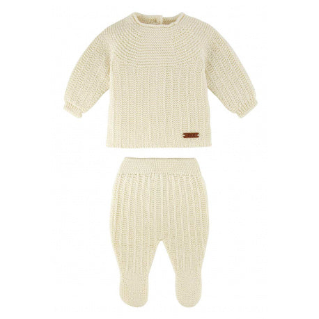 Condor Merino blend set (sweater + footed leggings) Beige