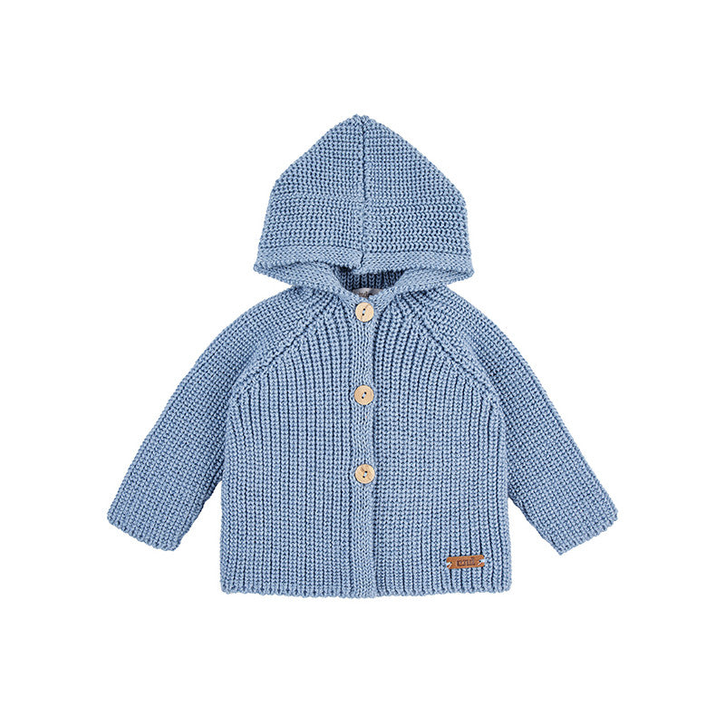 Condor Merino wool blend hooded cardigan Air Blue
