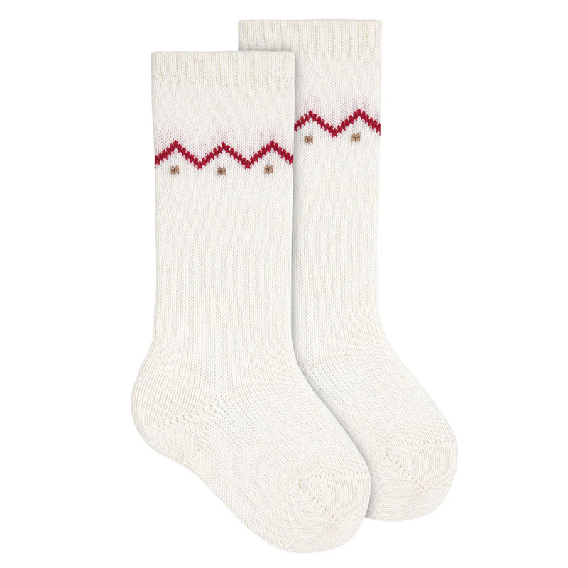 Condor Merino wool-blend knee socks with border detail Beige