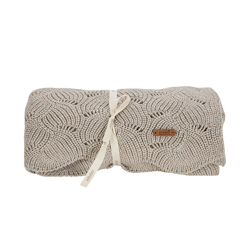 Condor Merino wool blend openwork shawl Nougat