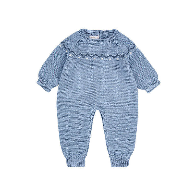 Condor Merino wool blend rompersuit w/border detail Air Blue