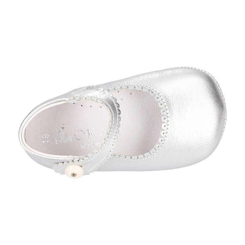 Baby Silver Mary Jane Pram Shoes