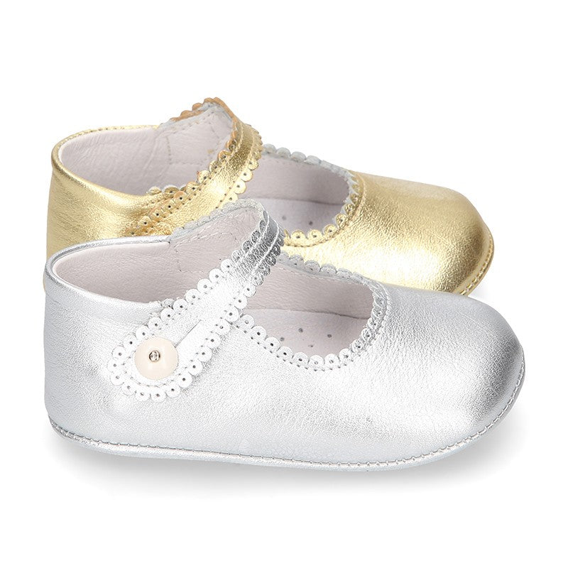 Baby Gold Mary Jane Pram Shoes