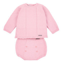 Condor Openwork Set Long Sleeved Sweater + Buttoned Blommers Rosy