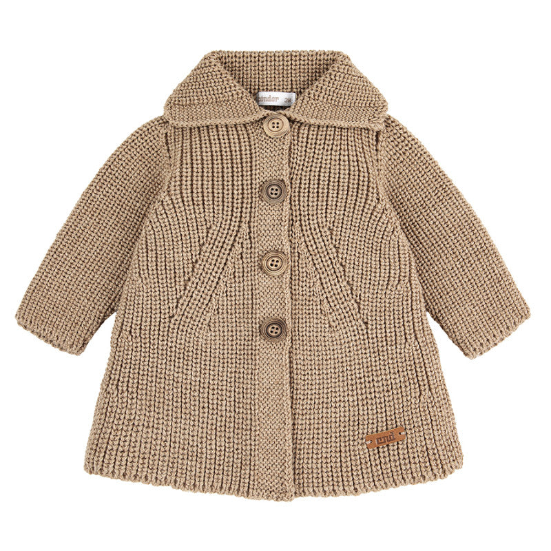 Condor Pearl stitch short coat in Merino wool blend Biscuit