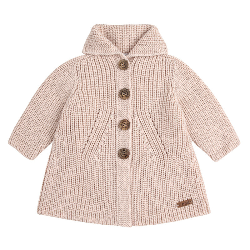 Condor Pearl stitch short coat in Merino wool blend Nude