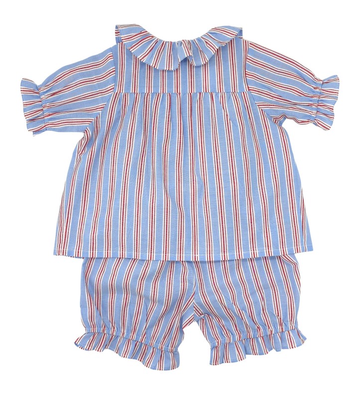 Girl Blue & Red Stripe Pyjama