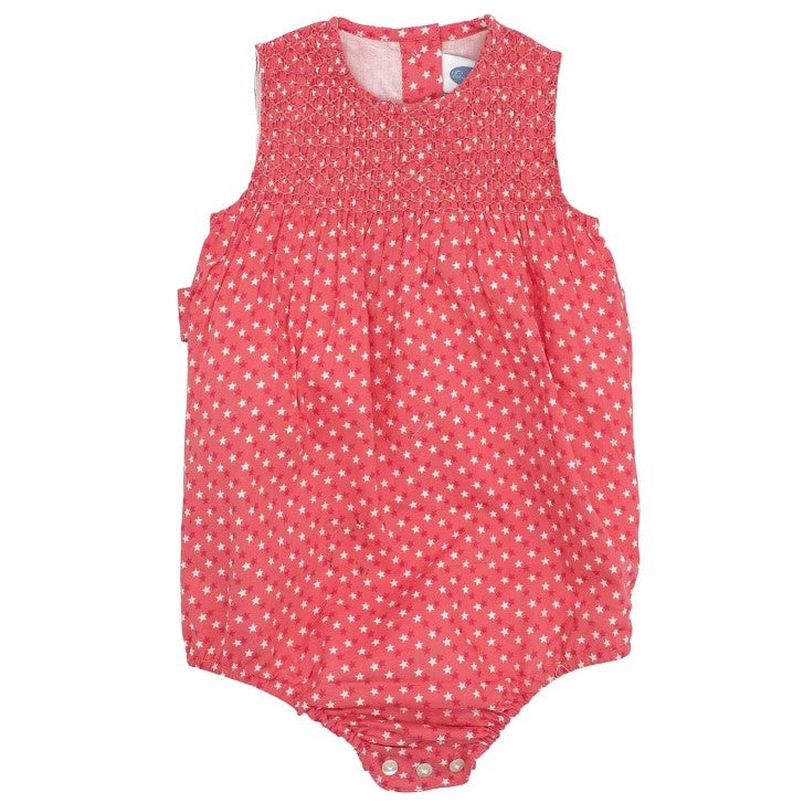 Baby Coral Stars Hand Smocked Classic Romper