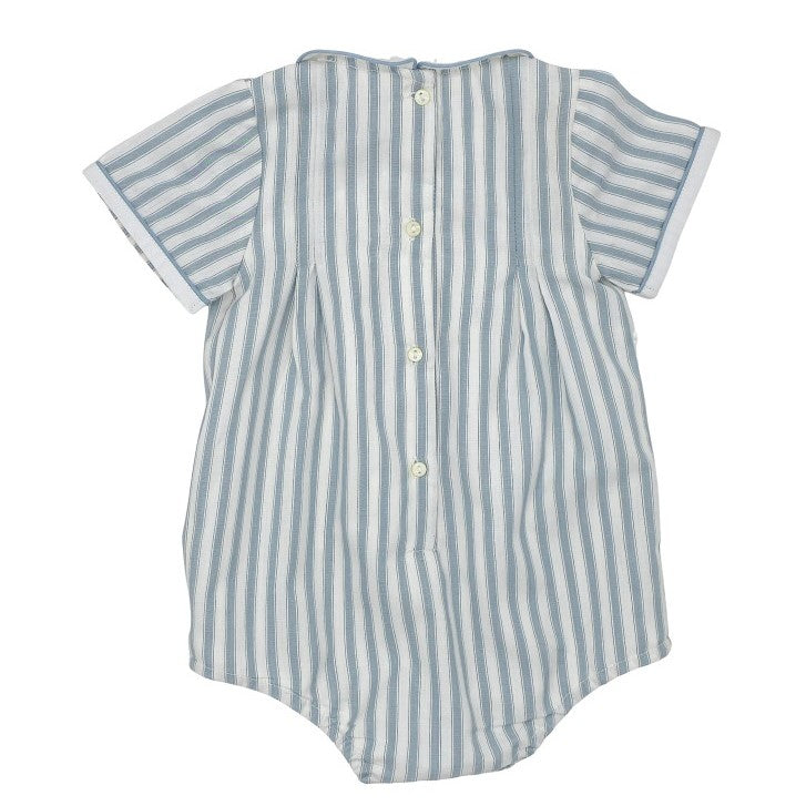 Baby Green Stripe Hand Smocked Romper