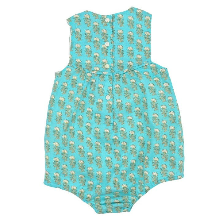 Baby Turquoise Flowers Classic Romper