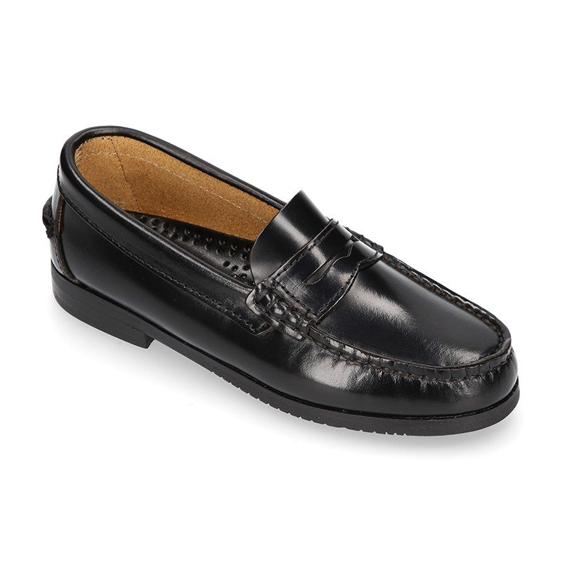 Boy Classic Black Moccasins Shoes