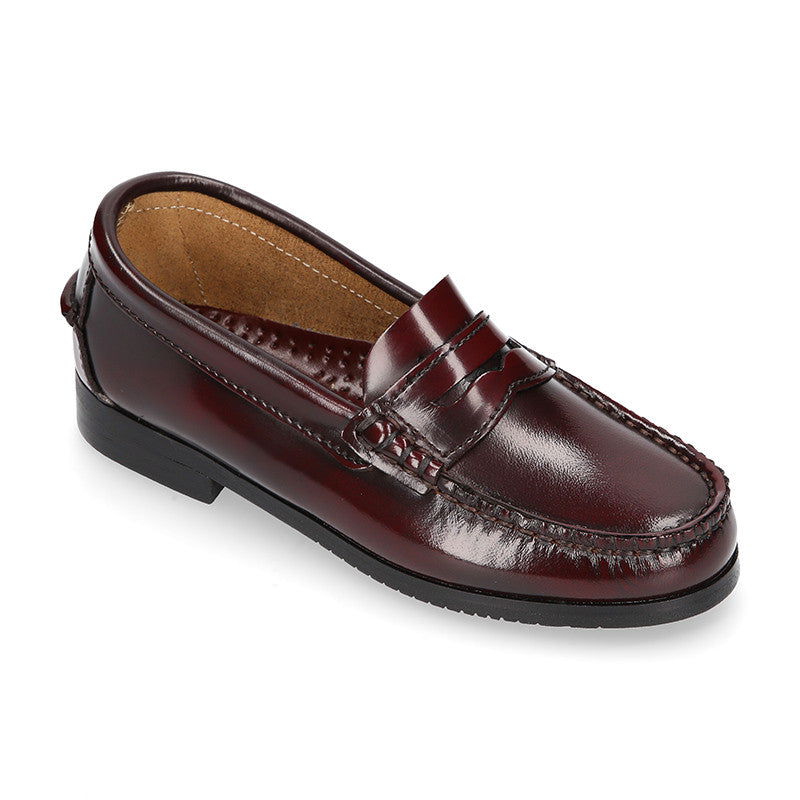 Boy Classic Burgundy Moccasin Shoes