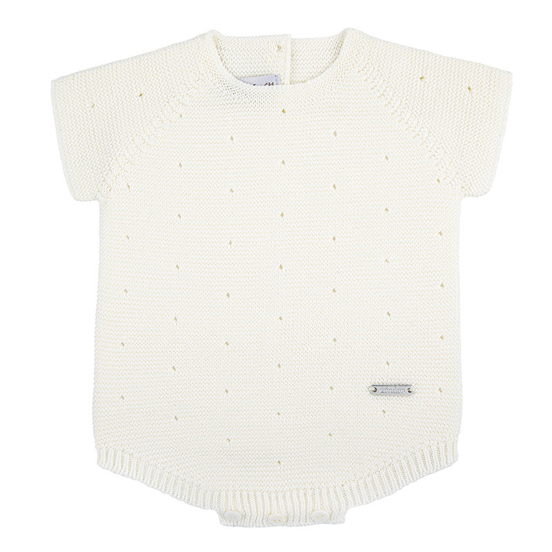 Condor Short sleeve link stitch romper Cream