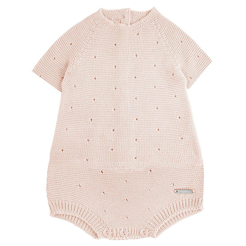 Condor Short sleeve link stitch romper Nude