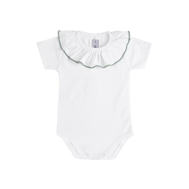 Condor Heart Bodysuit with Contrasted Collar White/Wasabi