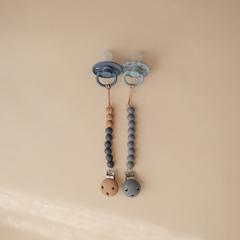 Mushie Pacifier Clips Eva Iron