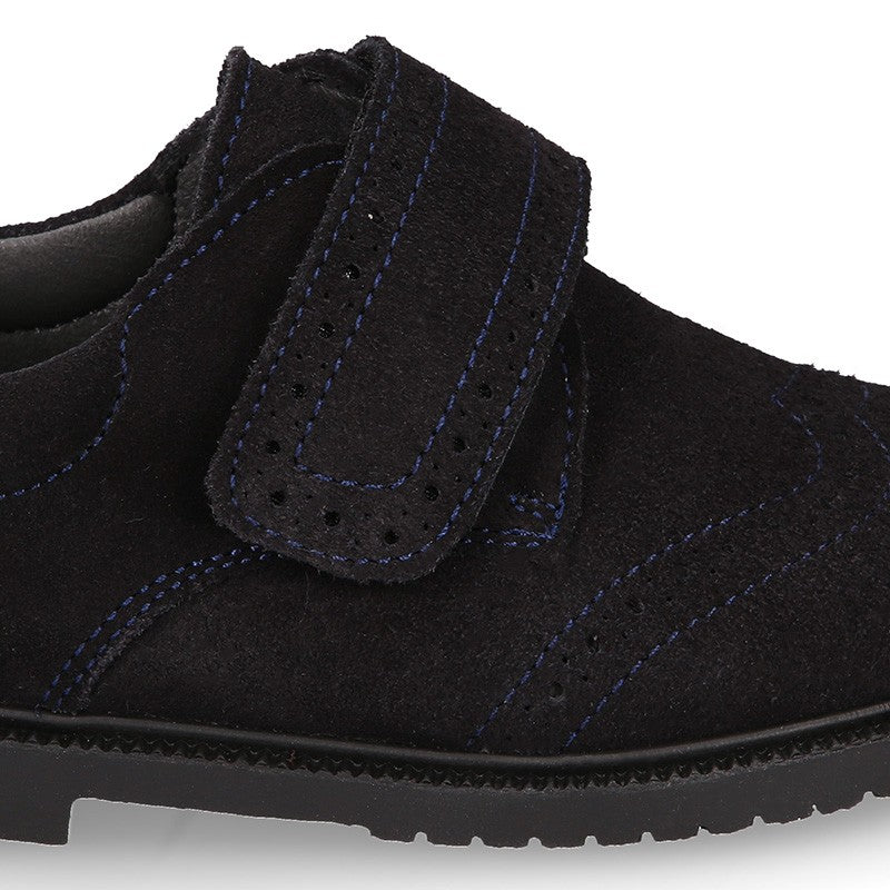 Boy Classic Navy Suede Leather Blucher Shoes