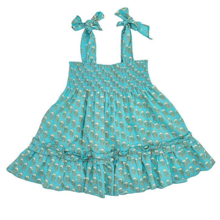 Girl Turquoise Flowers Dress