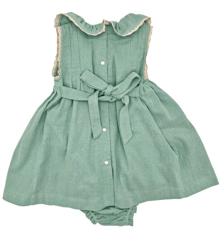 Girl Green Hand Smocked Dress