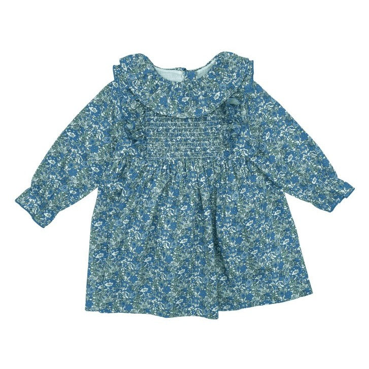 Girl Blue & Green Floral Dress