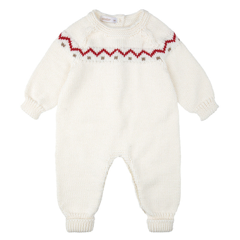 Condor Merino wool blend rompersuit w/border detail Beige